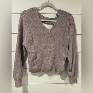 Pink Rose V-Neck Sweater - Light Purple